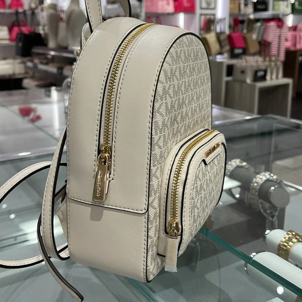 Michael Kors Ladies Backpack Bag Jaycee XS Conv Zip Backpack Light Cream Multi - Picture 3 of 16
